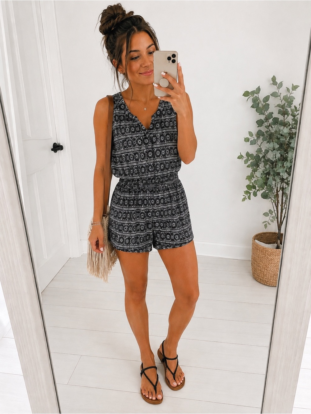 ANN TAYLOR LOFT Grey Paisley Boho Print Romper Dress Size XXS New!